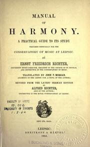 Cover of: Manual of harmony: a practical guide to its study, prepared especially for the Conservatory of music at Leipsic.