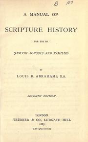 Cover of: manual of Scripture history: for use in Jewish schools and families