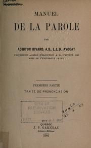 Cover of: Manuel de la parole.