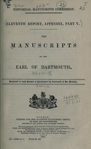 Cover of: manuscripts of the Earl of Dartmouth ...