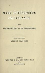 Cover of: Mark Rutherford's deliverance by Rutherford, Mark, Rutherford, Mark