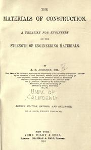 Cover of: materials of construction.: A treatise for engineers on the strength of engineering materials.