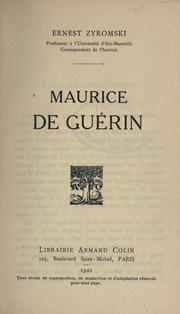 Cover of: Maurice de Guérin.