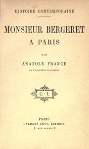 Cover of: Monsieur Bergeret à Paris by Anatole France