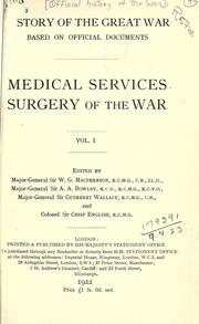 Cover of: Medical Services: Surgery of the Great War by MacPherson, William Grant Sir