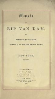 Cover of: Memoir of Rip Van Dam