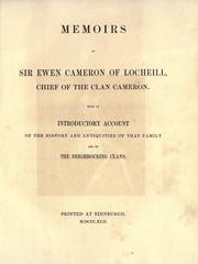 Cover of: Memoirs of Sir Ewen Cameron of Locheill, Chief of the Clan Cameron by Drummond, John, Fl.1737