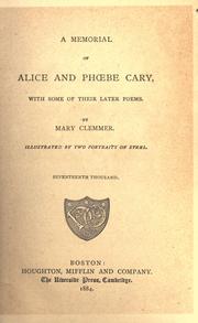 Cover of: memorial of Alice and Phbe Cary: with some of their later poems