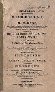 Cover of: Memorial of M. Carnot | Lazare Carnot