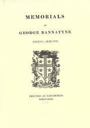 Cover of: Memorials of George Bannatyne, 1545-1608