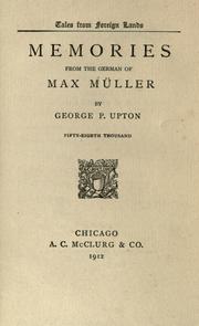 Cover of: Memories: from the German of Max Müller