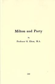 Cover of: Milton and party. by Elton, Oliver