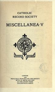 Cover of: Miscellanea V.