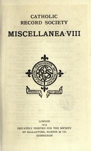 Cover of: Miscellanea VIII.