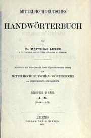 Cover of: Mittelhochdeutsches Handwörterbuch by Matthias von Lexer
