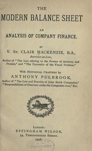 Cover of: modern balance sheet | Mackenzie, V. St. Clair