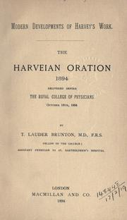 Cover of: Modern developments of Harvey's work.