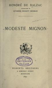 Cover of: Modeste mignon by Honoré de Balzac
