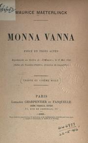 Cover of: Monna Vanna by Maurice Maeterlinck