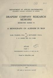 Cover of: A monograph on albinism in man by Karl Pearson