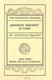 Cover of: Monsieur Bergeret in Paris
