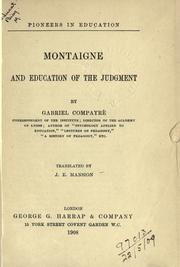 Cover of: Montaigne and education of the judgment