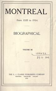 Cover of: Montreal, 1535-1914 by William H. Atherton, William H. Atherton