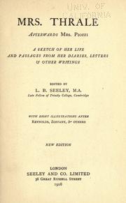 Cover of: Mrs. Thrale, afterwards Mrs. Piozzi | L. B. Seeley