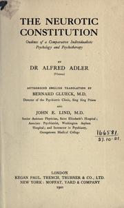 Cover of: The neurotic constitution by Alfred Adler