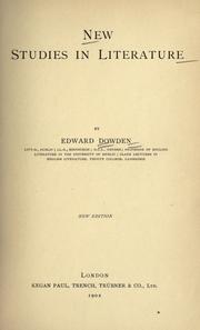 Cover of: New studies in literature | Dowden, Edward