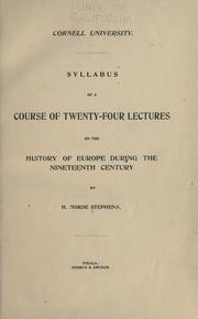 Cover of: Syllabus of a course of twenty-four lectures on the history of Europe during the nineteenth century