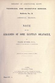 Cover of: Note on the alkaloids of some Egyptian Solanaceæ