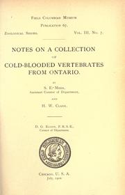 Cover of: Notes on a collection of cold-blooded vertebrates from Ontario