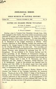 Cover of: Notes on snakes from Yucatan by Karl Patterson Schmidt