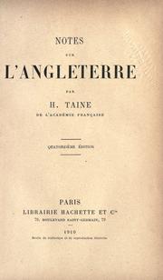 Cover of: Notes sur l'Angleterre by Hippolyte Taine