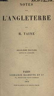 Cover of: Notes sur l'Angleterre. by Hippolyte Taine