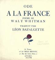 Cover of: Ode a la France.