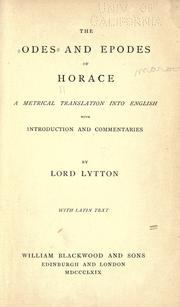 Cover of: The odes and epodes of Horace by Horace