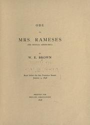 Cover of: Ode to Mrs. Rameses (née Zenolia Akbar-Zell).: Read before the San Francisco Sorosis. Jan. 3, 1898.