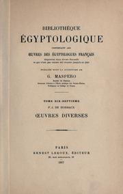 Cover of: Oeuvres diverses, publiées sous la direction de Ph. Virey et G. Maspero.