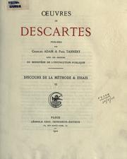 Cover of: OEuvres, publiées par Charles Adam & Paul Tannery sous les auspices du Ministère de l'instruction publique. by René Descartes