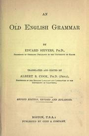 Cover of: An Old English grammar by Eduard Sievers
