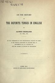 Cover of: On the history of the definite tenses in English | Alfred Г…kerlund