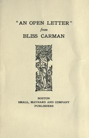 Cover of: An open letter by Bliss Carman