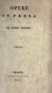 Cover of: Opere in prosa, di Gio. Battista Niccolini.