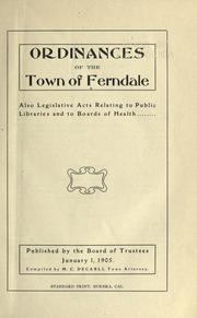 Cover of: Ordinances of the town of Ferndale | Ferndale, Calif.