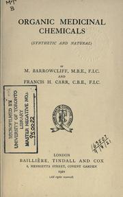 Cover of: Organic medicinal chemicals by Marmaduke Barrowcliff