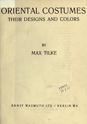 Cover of: Oriental costumes by Max Tilke