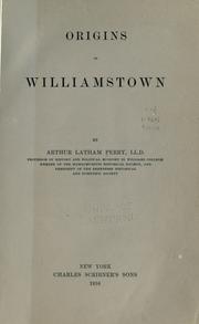 Cover of: Origins in Williamstown by Perry, Arthur Latham