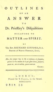 Cover of: Outlines of an answer to Dr. Priestley's Disquisitions relating to matter and spirit.
